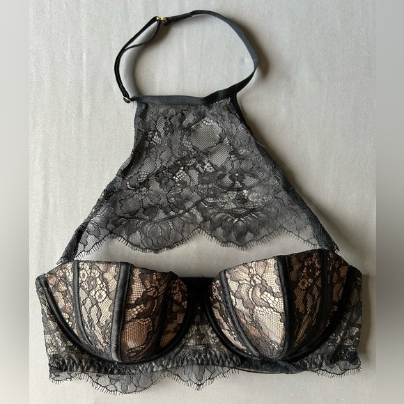 Victoria’s Secret Very Sexy Bra Balconette Black Lace Choker - Picture 2 of 5